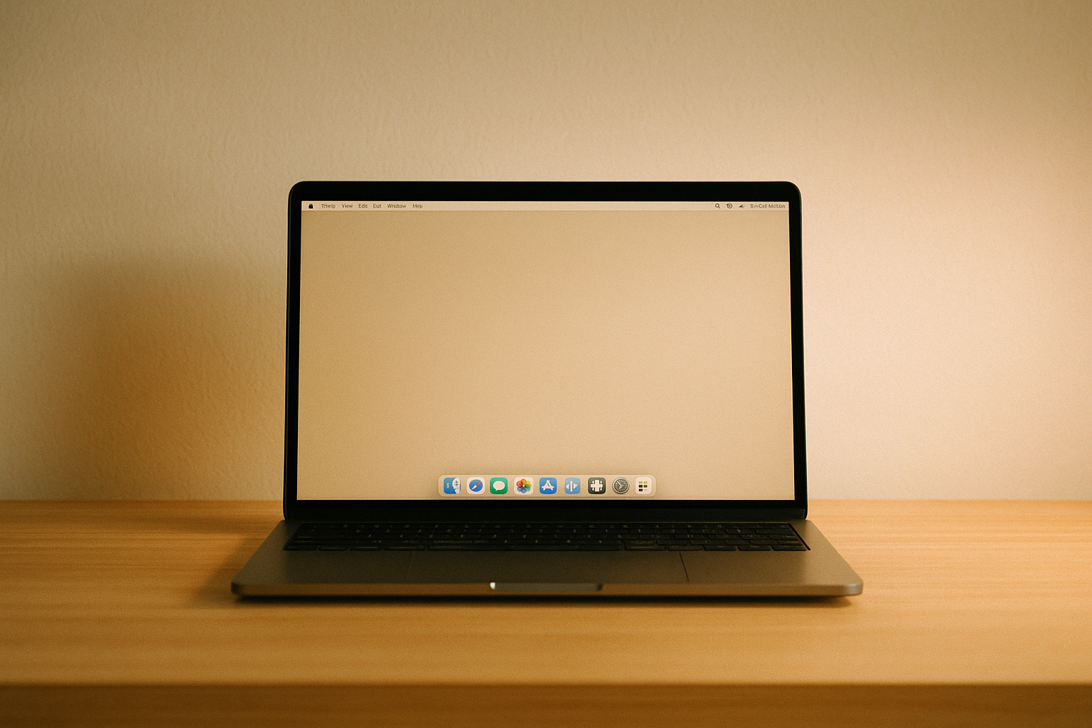 A minimal desktop with only a few application icons in the dock